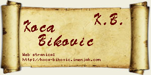 Koča Biković vizit kartica